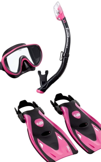 Bild von Serene Schnorchel-Reiseset - Maske, Schnorchel, Flossen in schwarz/pink